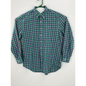 Vineyard Vines Mens Large L Shirt Slim Fit Tucker Shirt Whale Blue Coral Plaid
